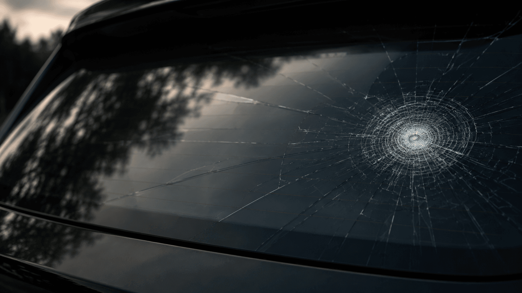 Fissure sur une lunette arrière de voiture